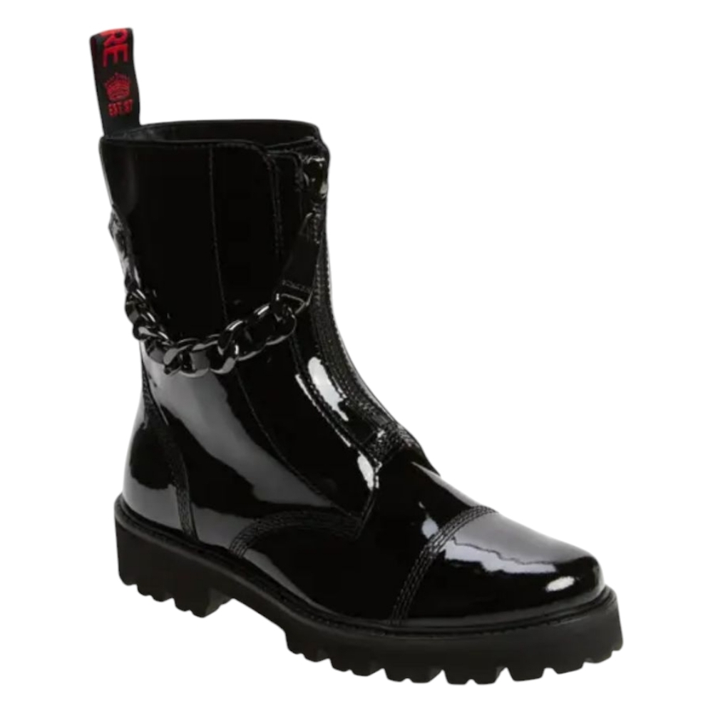 Zadig& Voltaire Joe Cecilia Chain Black Patent Leather Women's Boots..(Size.7.5)